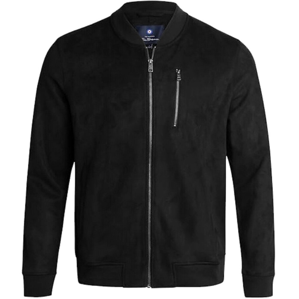 NEW $149 Ben Sherman Moto Style Faux Suede Bomber!  Black  Soft Feel  Full Zip